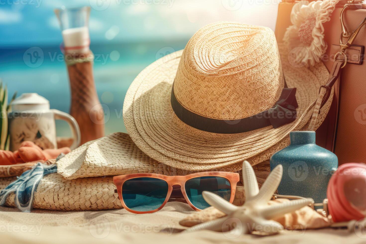 été plage accessoires pour femmes. génératif ai technologie. photo