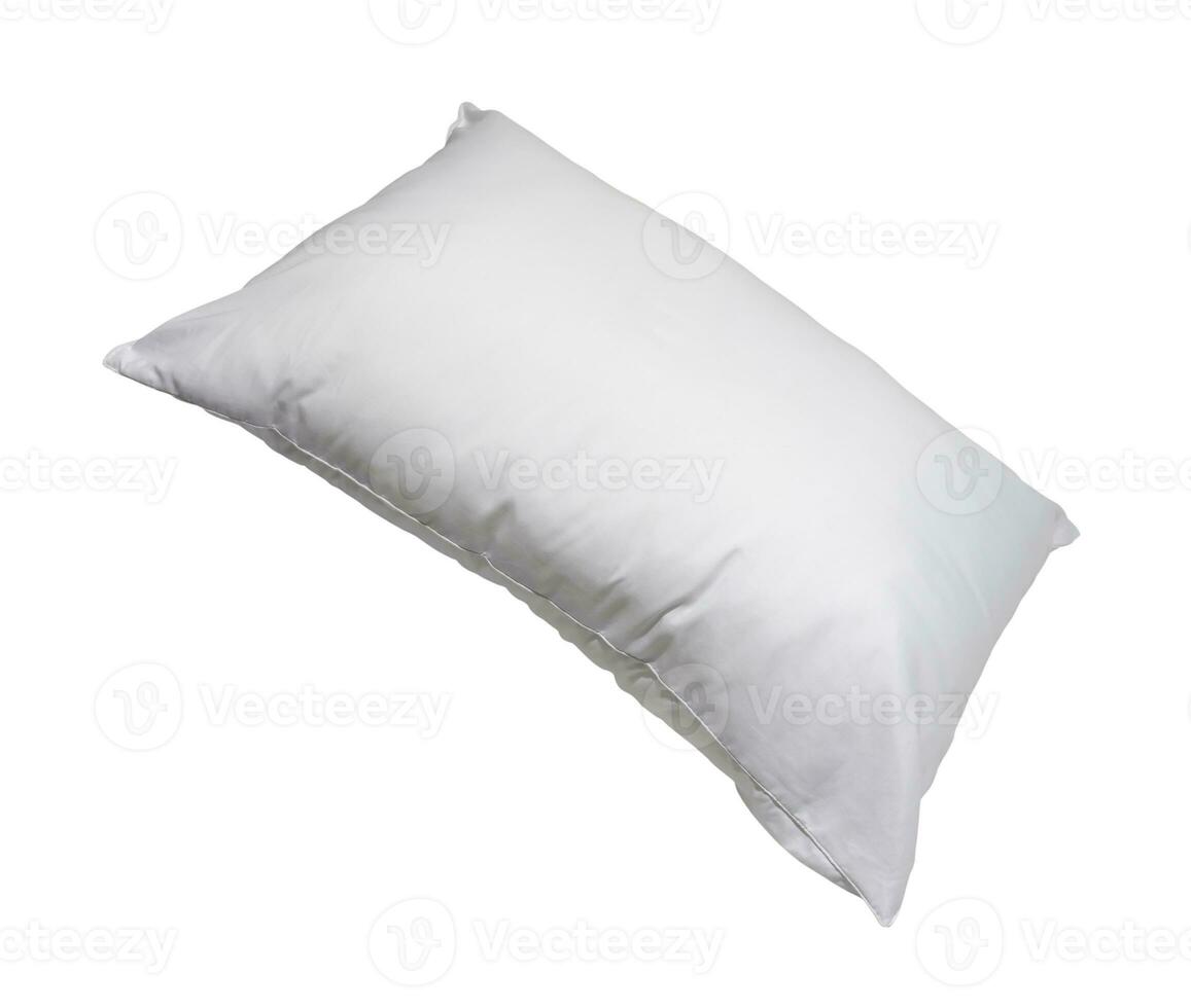 blanc oreiller dans Hôtel ou recours pièce isolé sur blanc Contexte avec coupure chemin. concept de confortable et content sommeil dans du quotidien la vie photo
