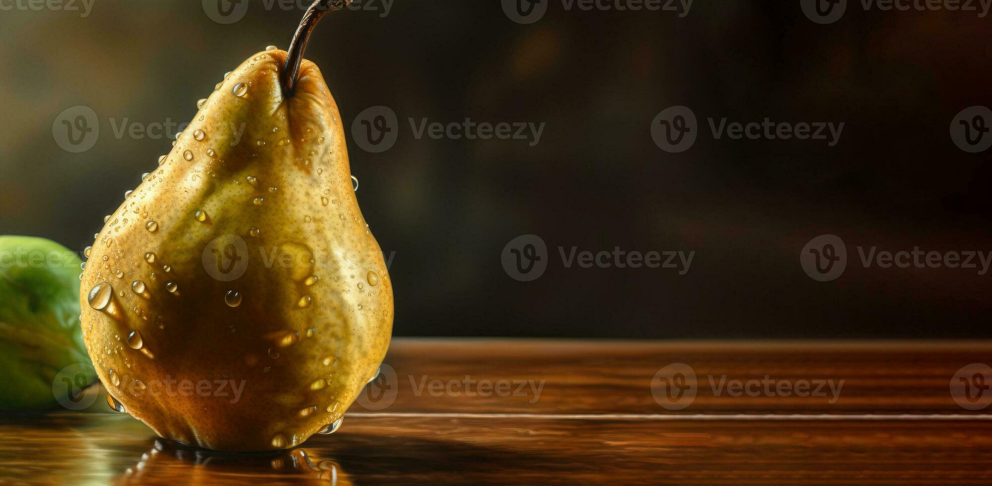 Frais poires arrière-plan, Haut voir, ferme biologique des fruits. ai généré. photo