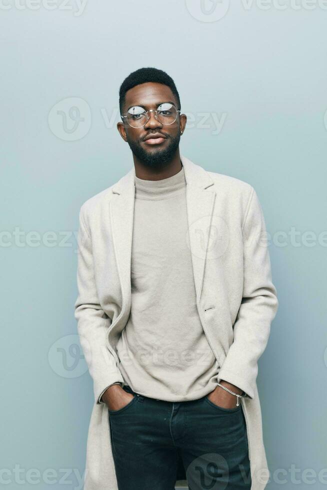 américain homme style gars noir mode portrait veste élégant américain modèle africain photo