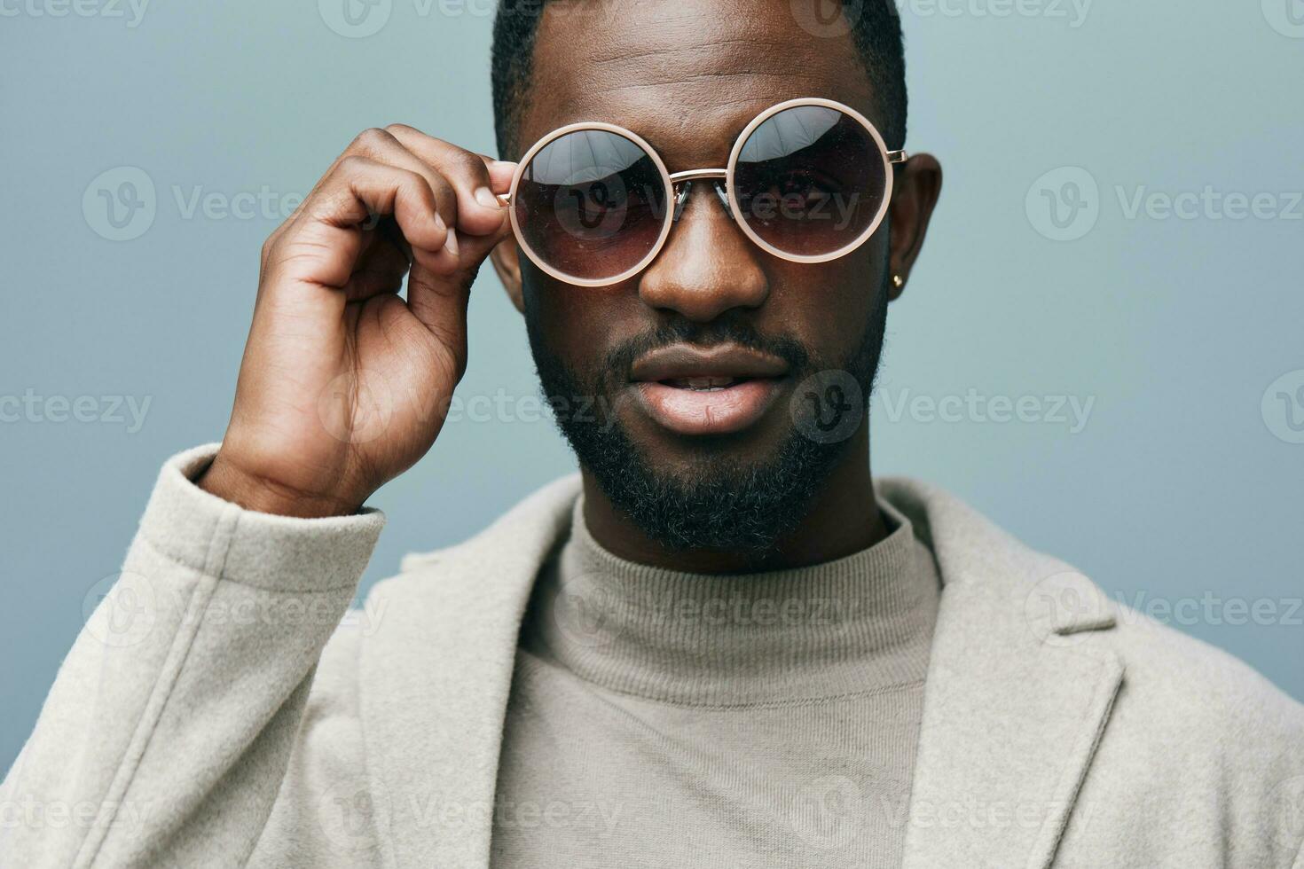 vert homme portrait américain noir américain veste élégant africain mode style modèle photo