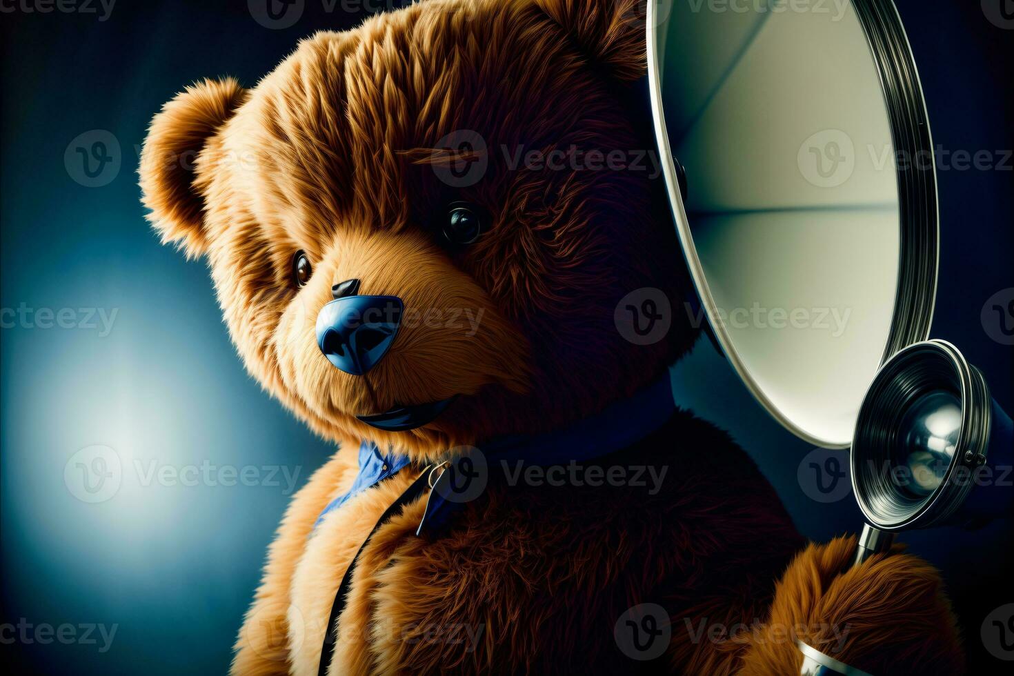 une marron nounours ours permanent suivant à une miroir. ai généré photo