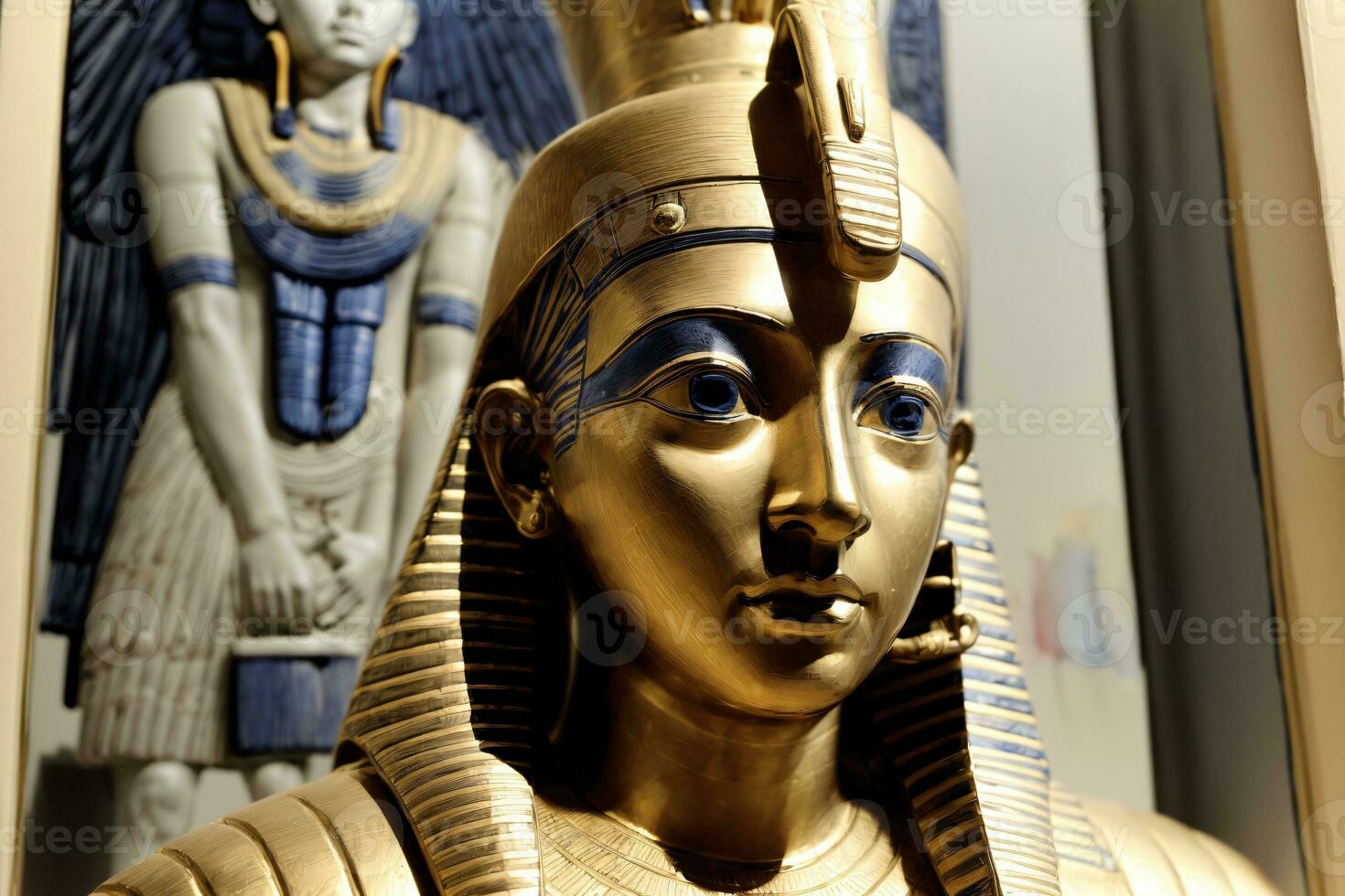 une proche en haut de une statue de une pharaon. ai généré photo