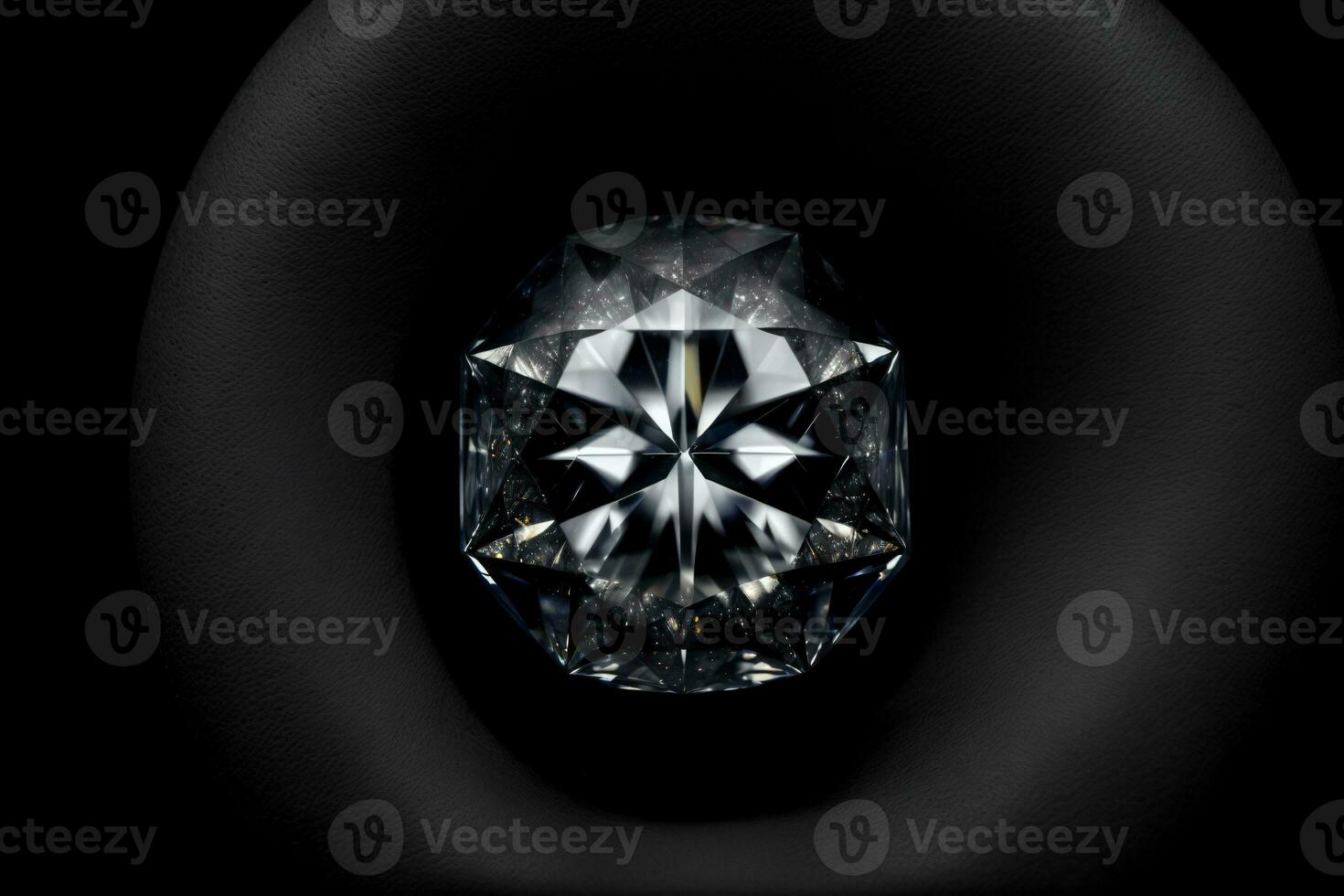une proche en haut de une diamant sur une noir Contexte. ai généré photo