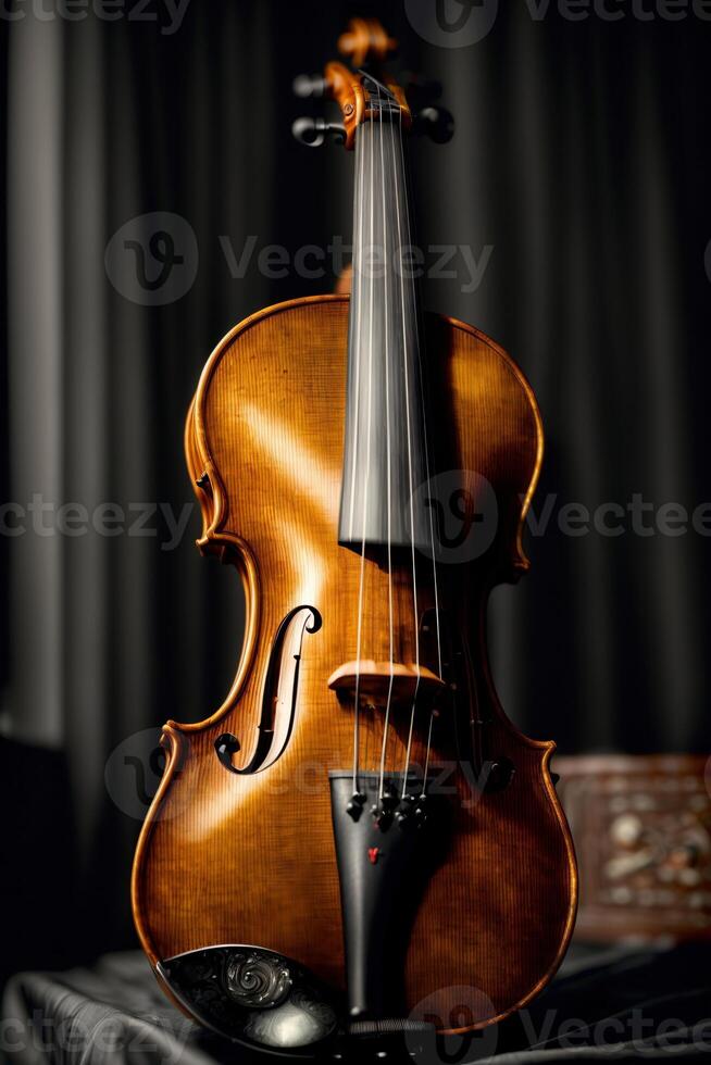 une violon séance sur Haut de une tableau. ai généré photo