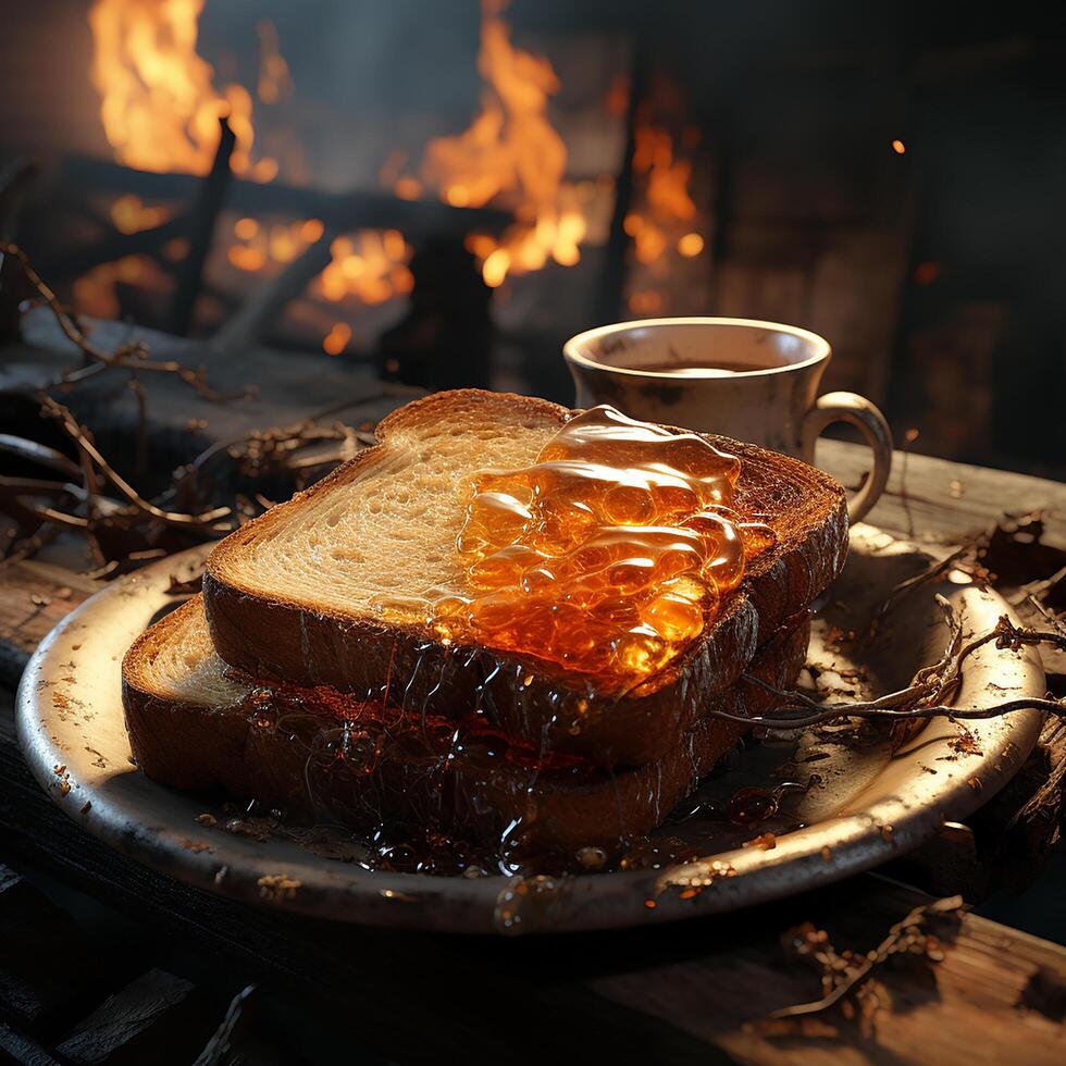 pain grillé et café image la photographie fabriqué par ai généré photo