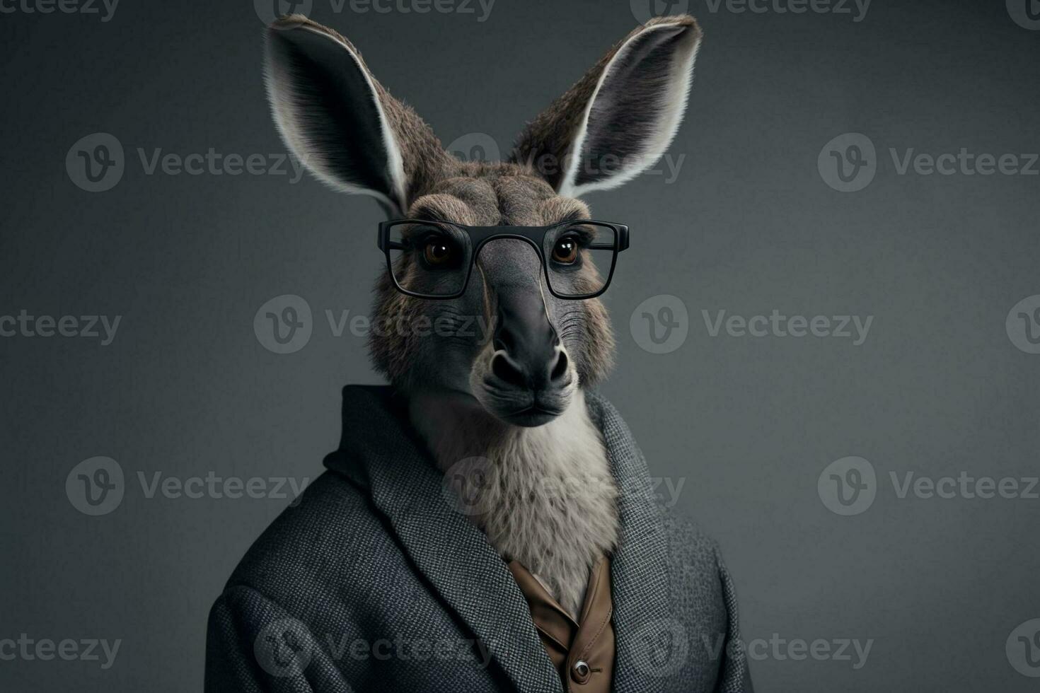 portrait de une âne avec des lunettes et une formel costume. génératif ai. photo