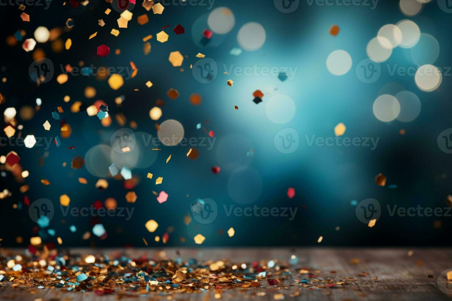 coloré confettis fête fournit une joyeux espace pour Douane messages ai généré photo