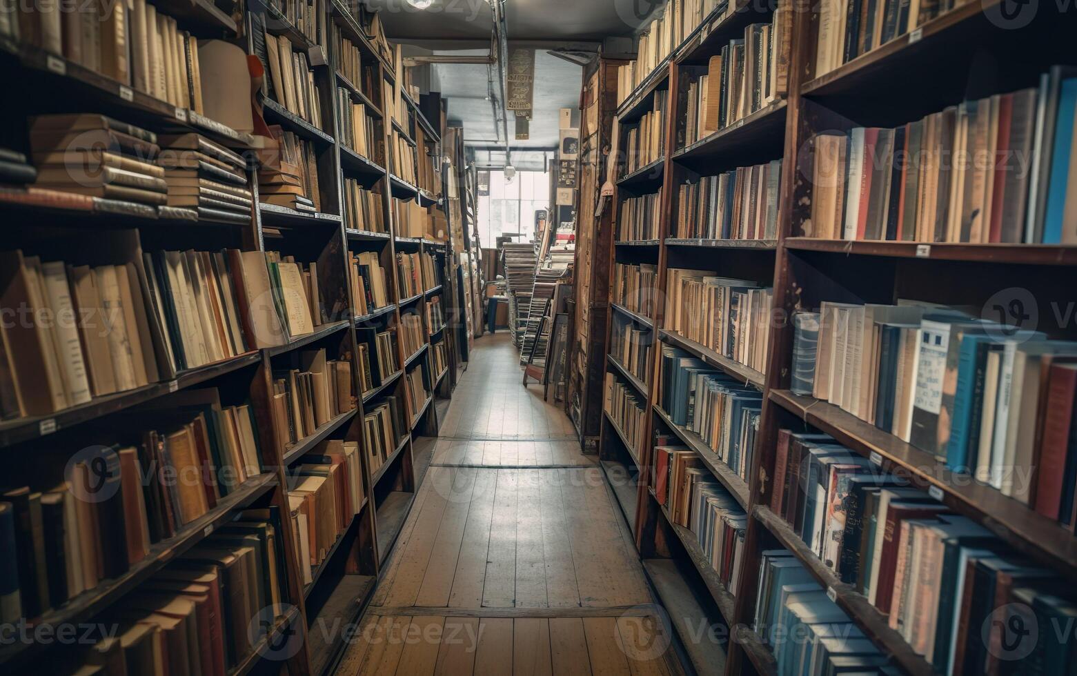 couloir de bibliothèques dans le bibliothèque. ai, génératif ai photo