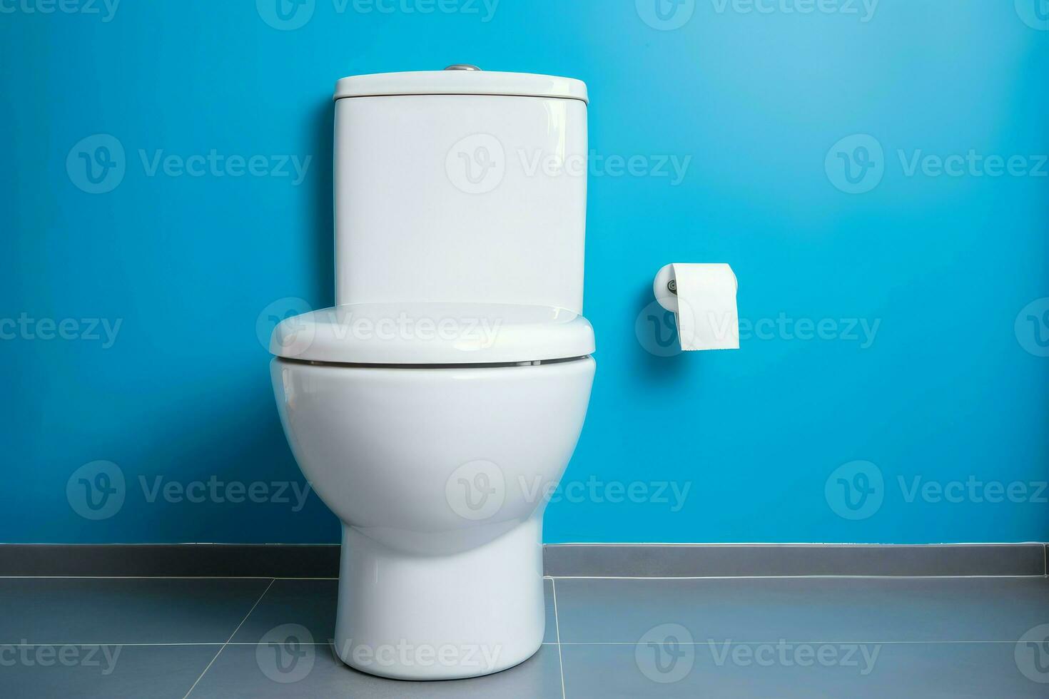 céramique blanc toilette bleu mur. produire ai photo