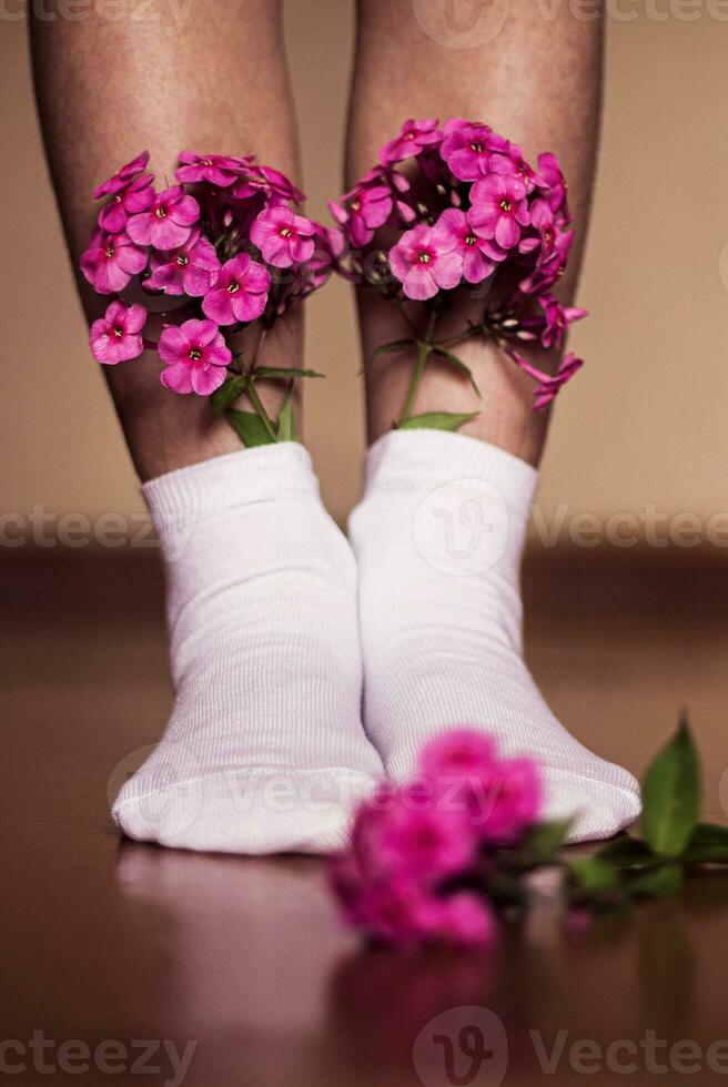 bouquet de fleurs dans chaussettes photo