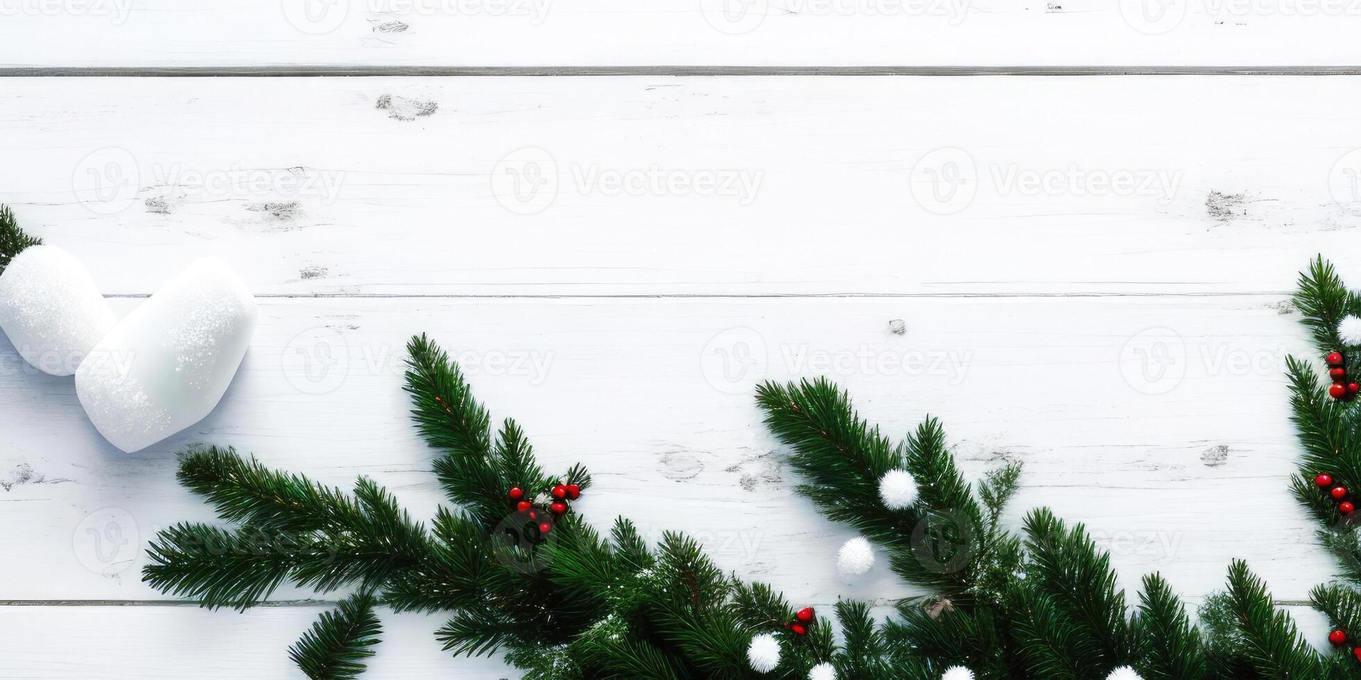 Noël arbre branches et ornements isolé sur blanc arrière-plan, génératif ai. photo