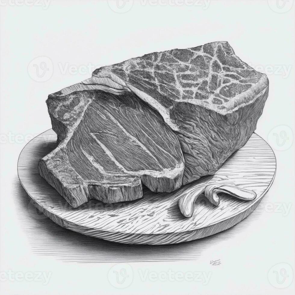 t OS steak noir et blanc couleur, blanc Contexte illustration photo