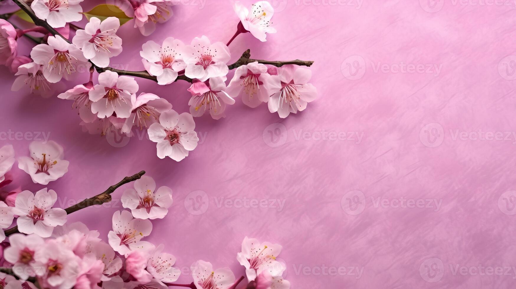 Sakura sur rose Contexte ai généré photo