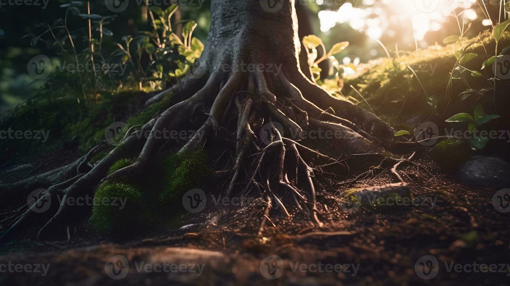 arbre les racines ai généré photo
