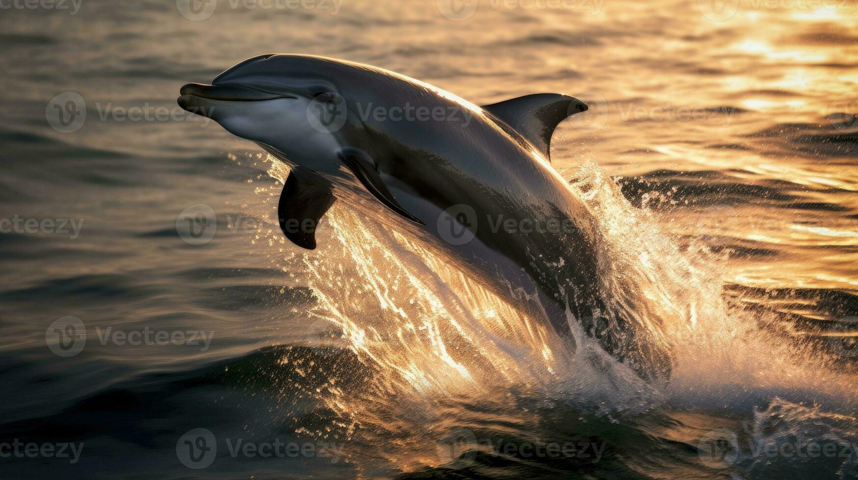 dauphin sauter en dehors de l'eau ai généré photo