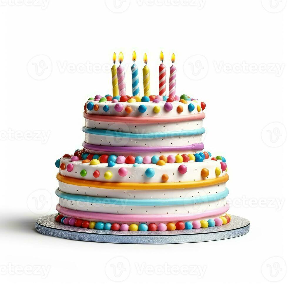 anniversaire gâteau isolé sur blanc Contexte ai généré photo