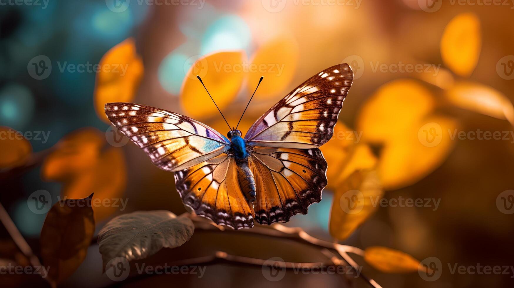 coloré papillon sur une arbre branche ai généré photo