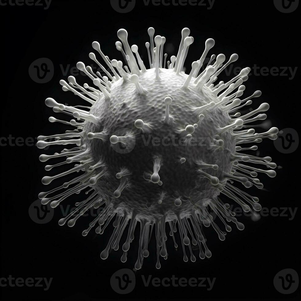 covid19 virus . électron microscopique vue . établi par génératif ai . photo