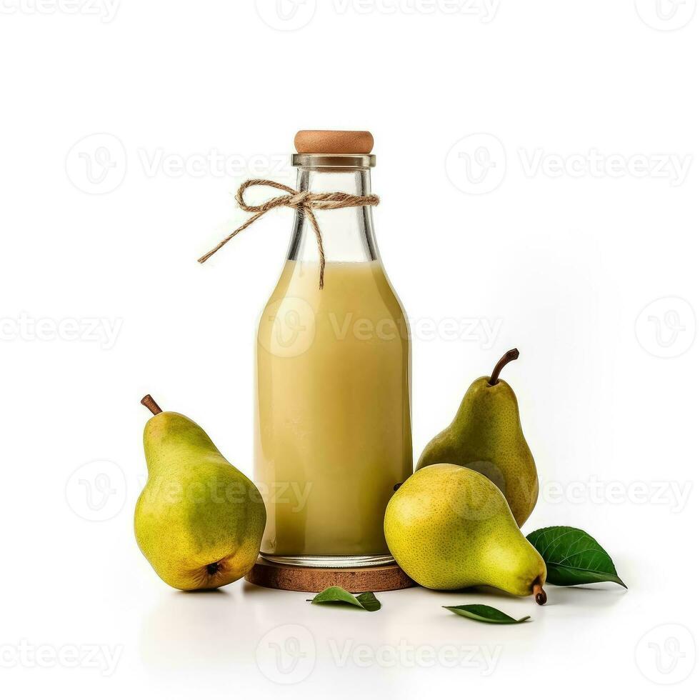 poire smoothie secouer dans une bouteille isolé sur blanc Contexte photo