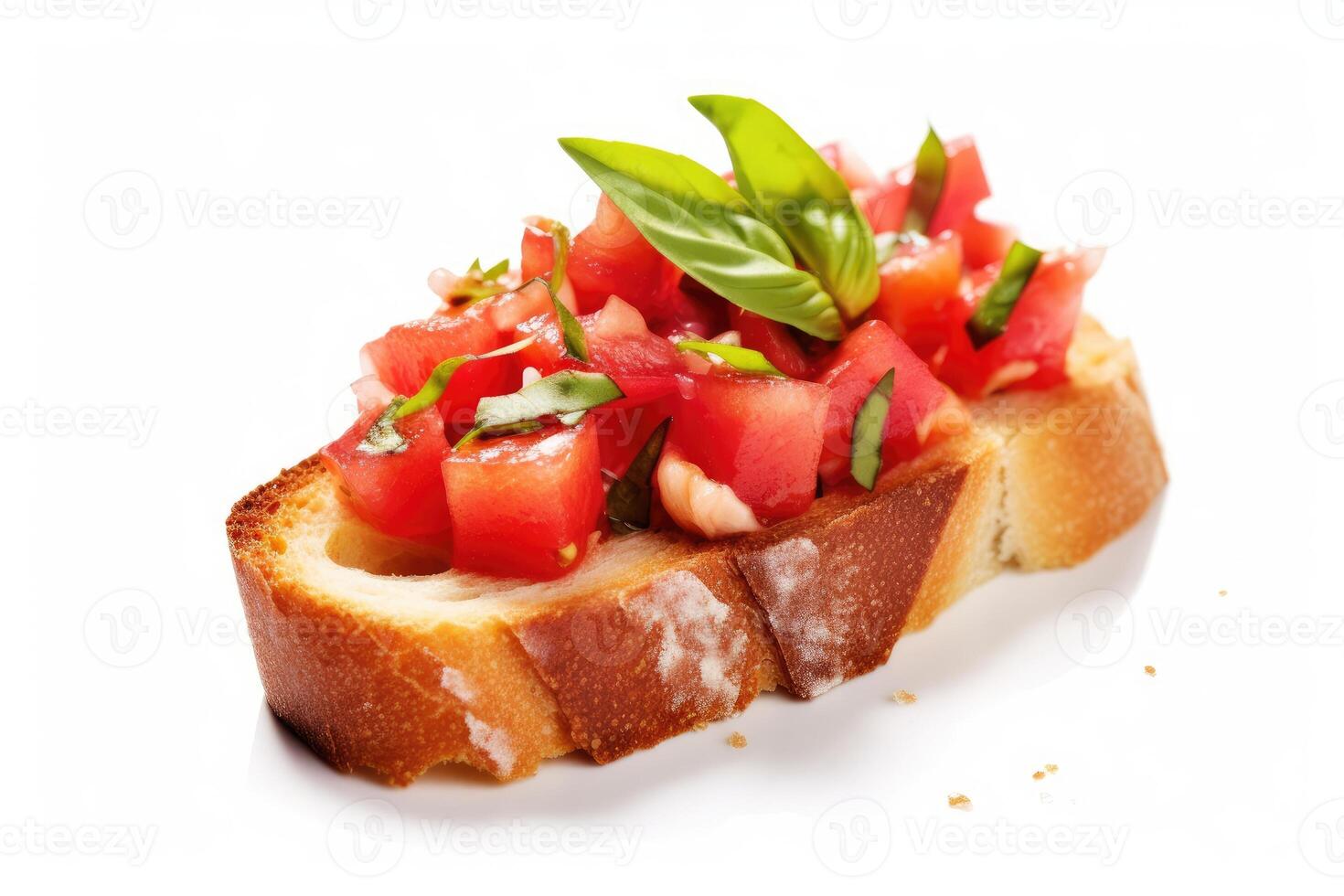 Bruschetta blanc isolé Contexte nourriture la photographie ai généré photo