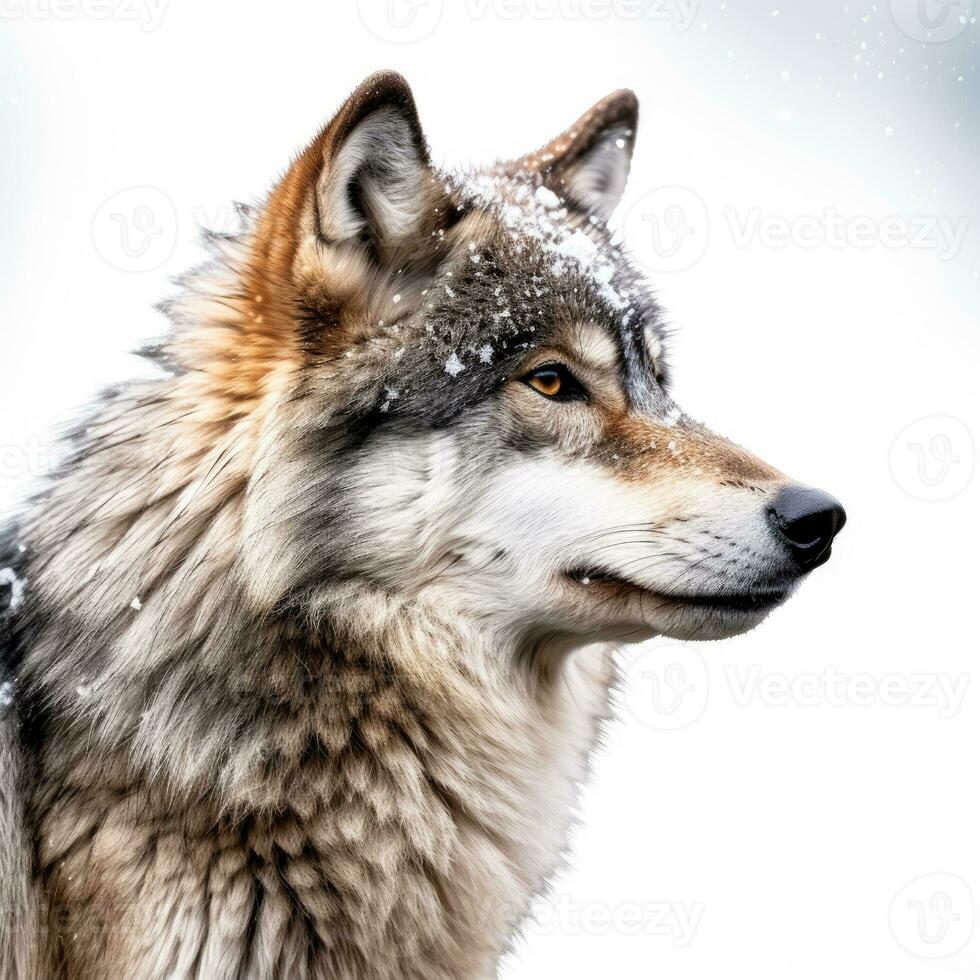 hiver Loup dans neige isolé sur blanc Contexte photo