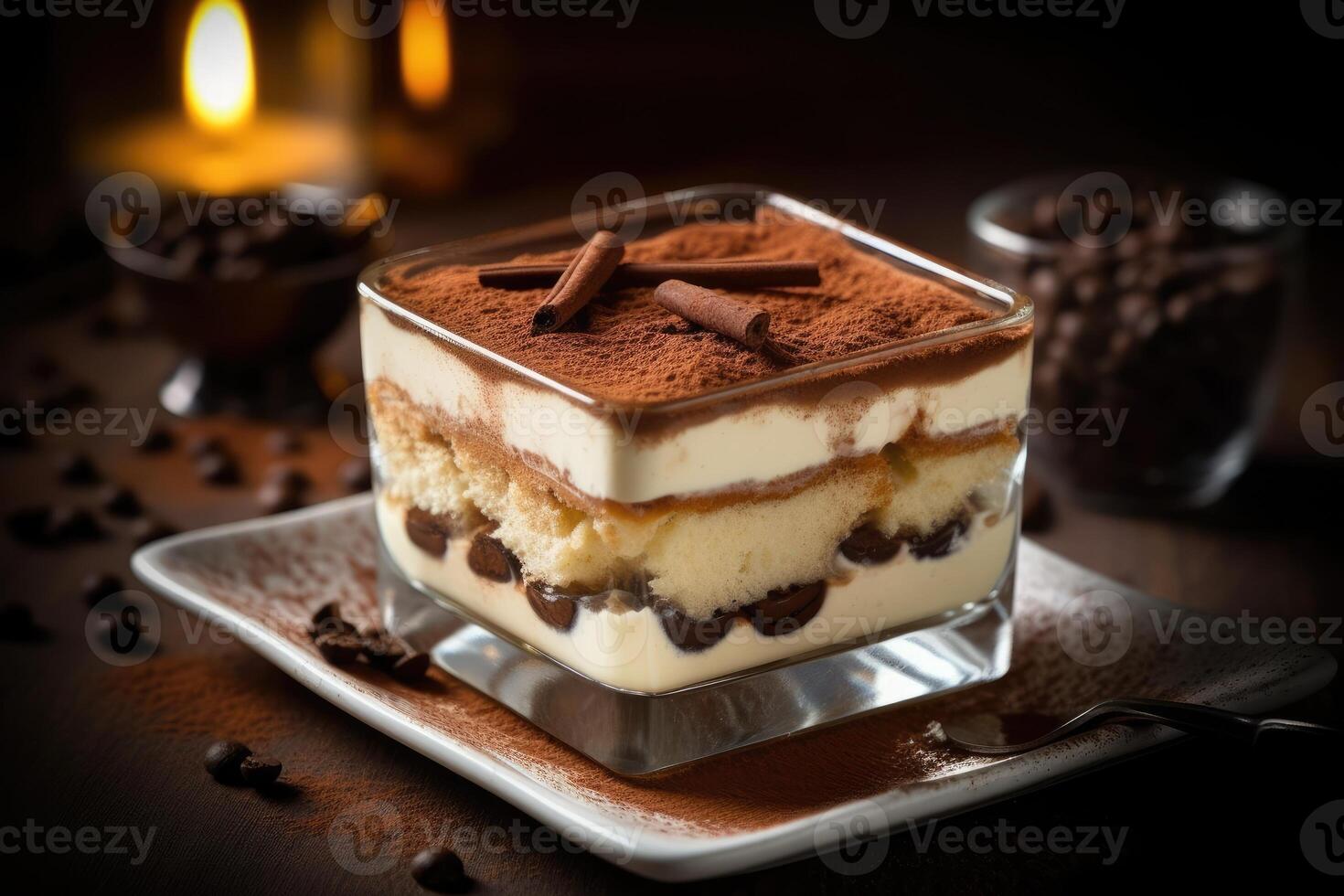 Stock photo de tiramisu nourriture la photographie studio lumière ai généré