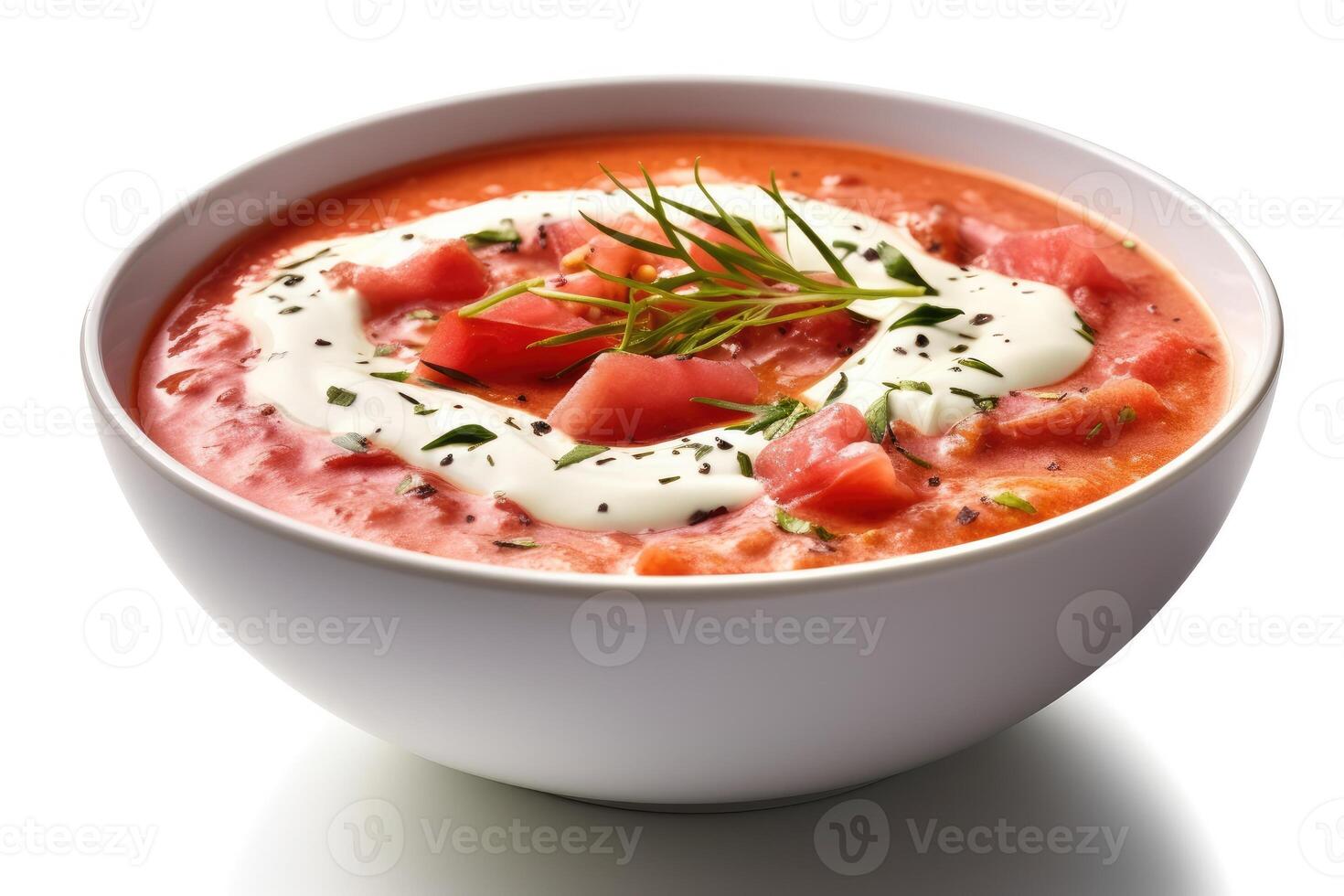 tomate soupe crème blanc isolé Contexte nourriture la photographie ai généré photo