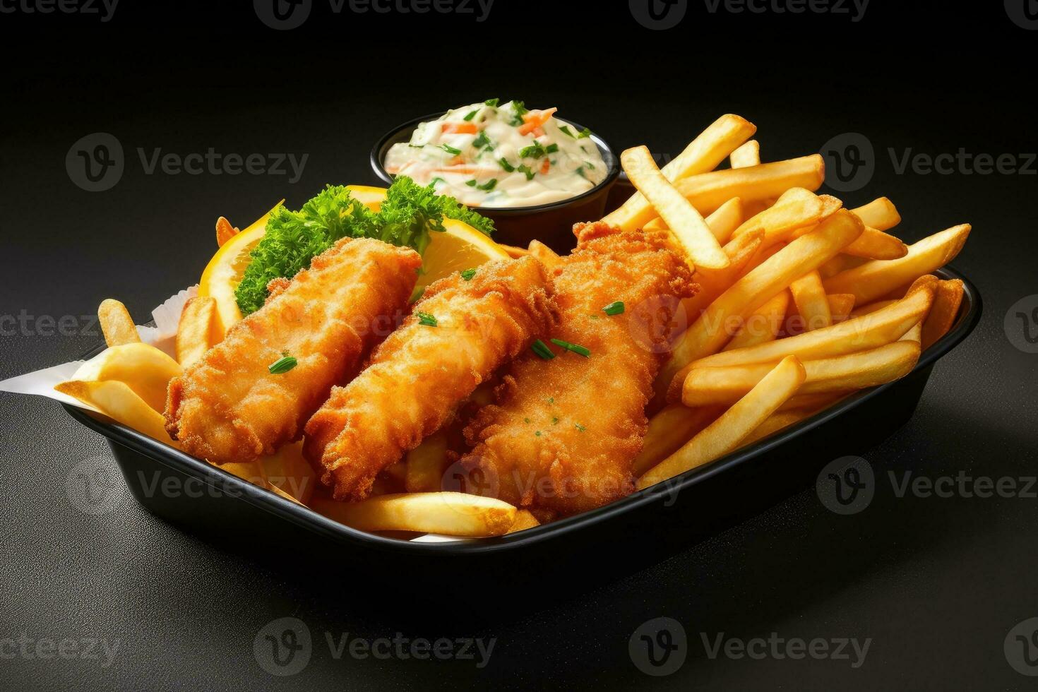 Stock photo de poisson et frites nourriture la photographie ai généré