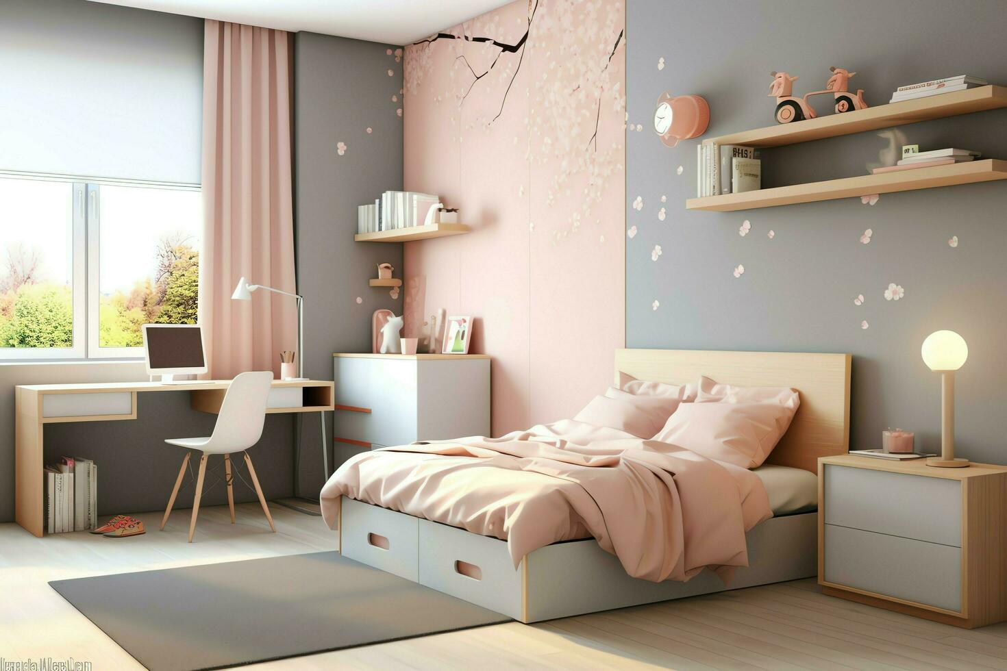 moderne enfant chambre intérieur conception dans maison avec décoration les enfants. coloré les enfants chambre concept par ai généré photo