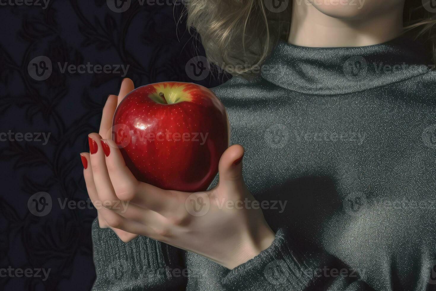 Pomme en portant femme, santé concept photo