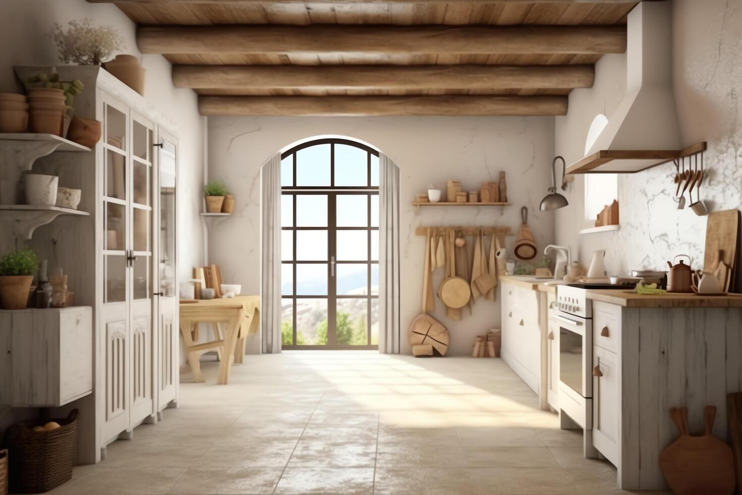 moderne cuisine intérieur conception dans appartement ou maison avec meubles. luxe cuisine Accueil scandinave concept par ai généré photo