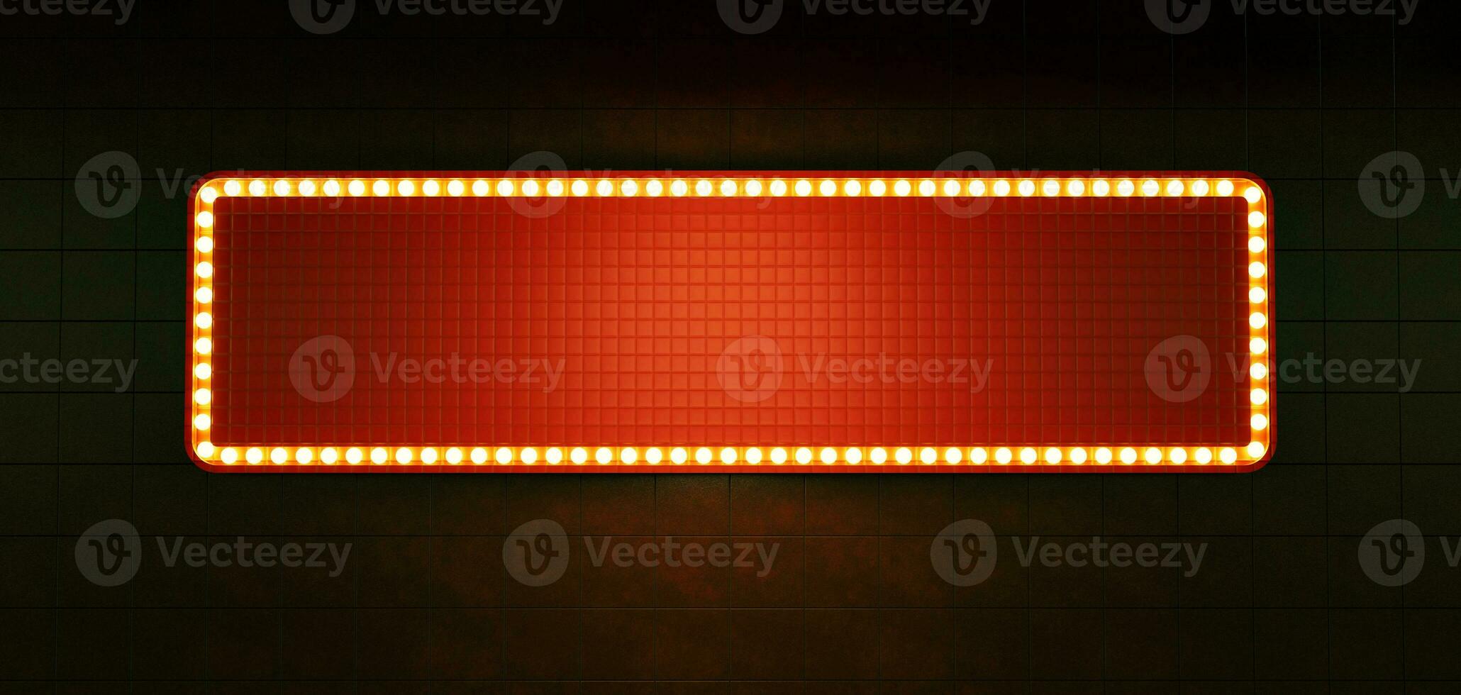 panneau d'affichage Cadre avec néon lumières vide embrasé signe dans rétro style embrasé panneau d'affichage mur Contexte lueur 3d illustration photo