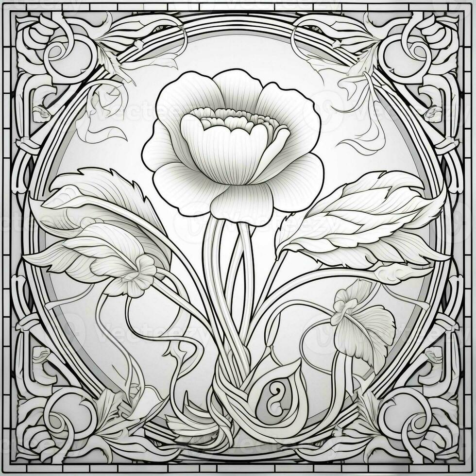 art nouveau coloration page photo