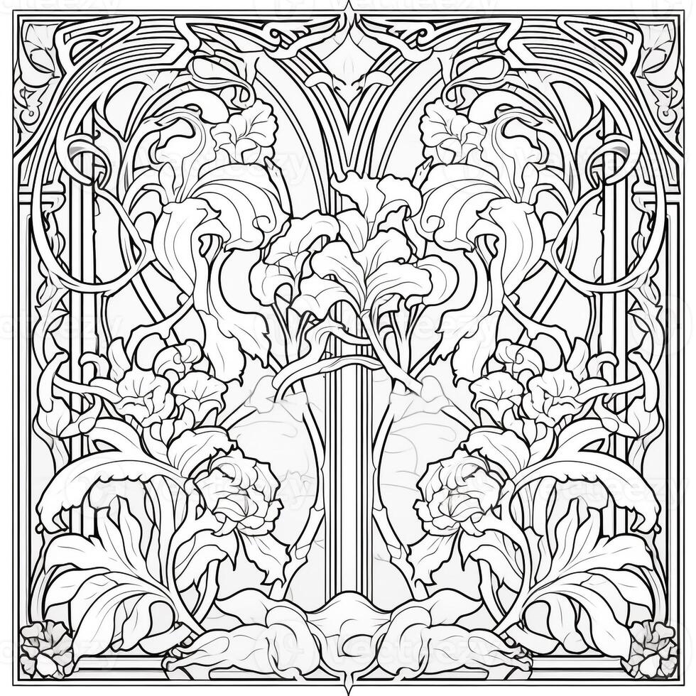 art nouveau coloration page photo