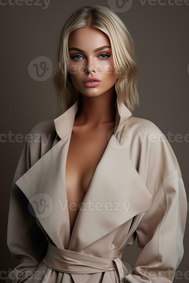 mode modèle fille dans beige manteau photo