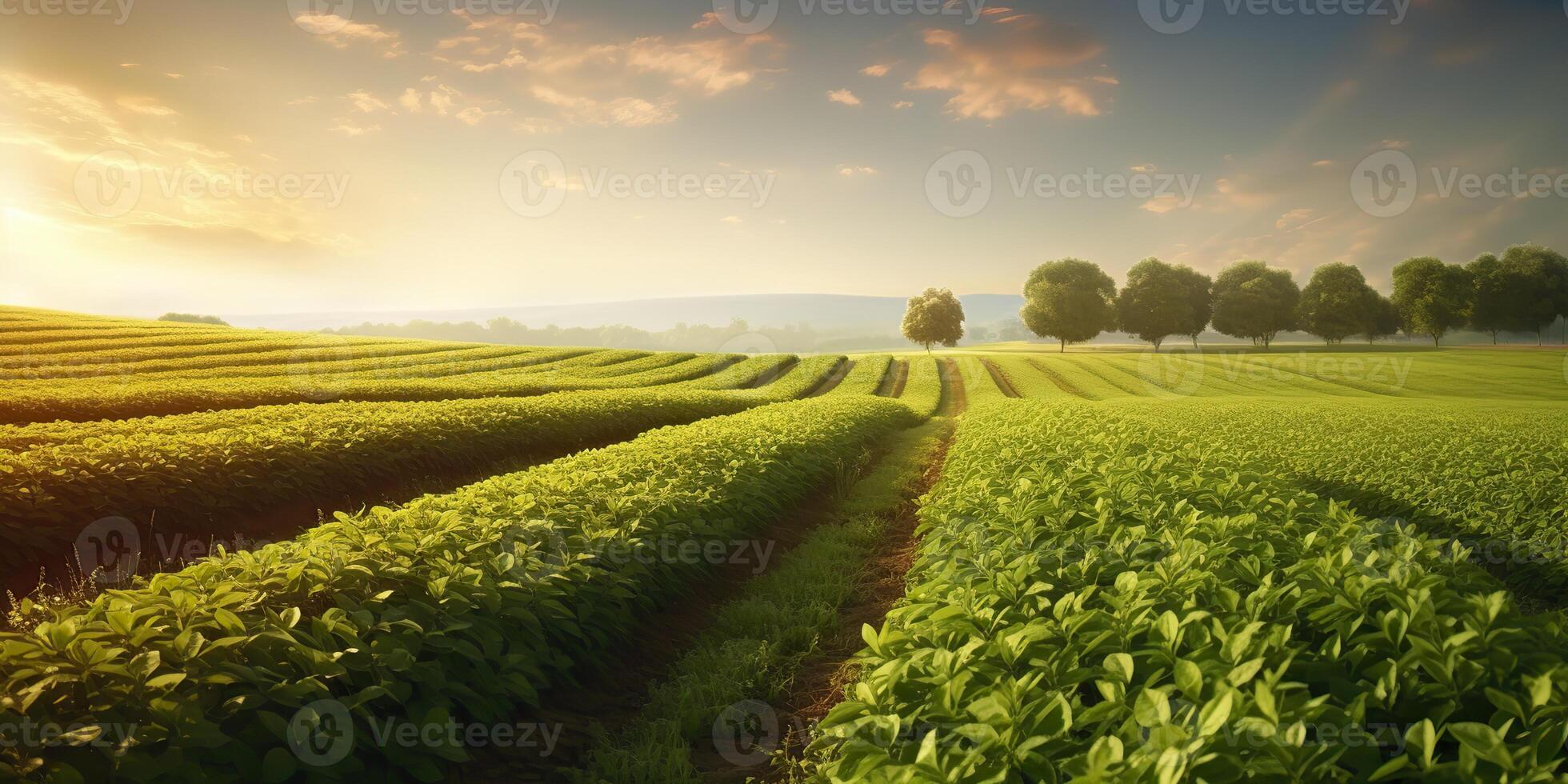 ai généré. ai génératif. ferme récolte vert soja champ. Extérieur la nature plante légume biologique éco produit. graphique art photo