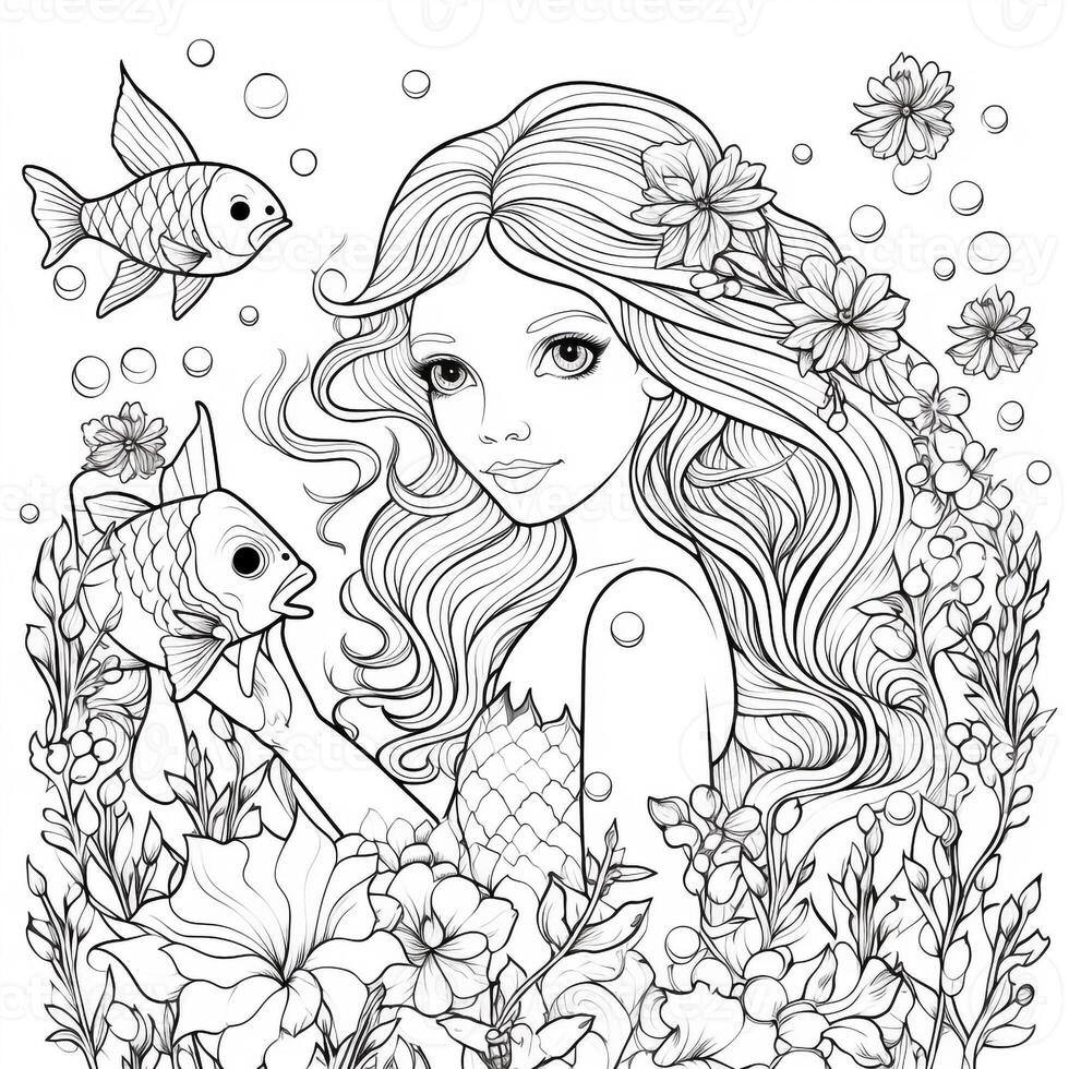 coloriages de sirène pour les enfants photo