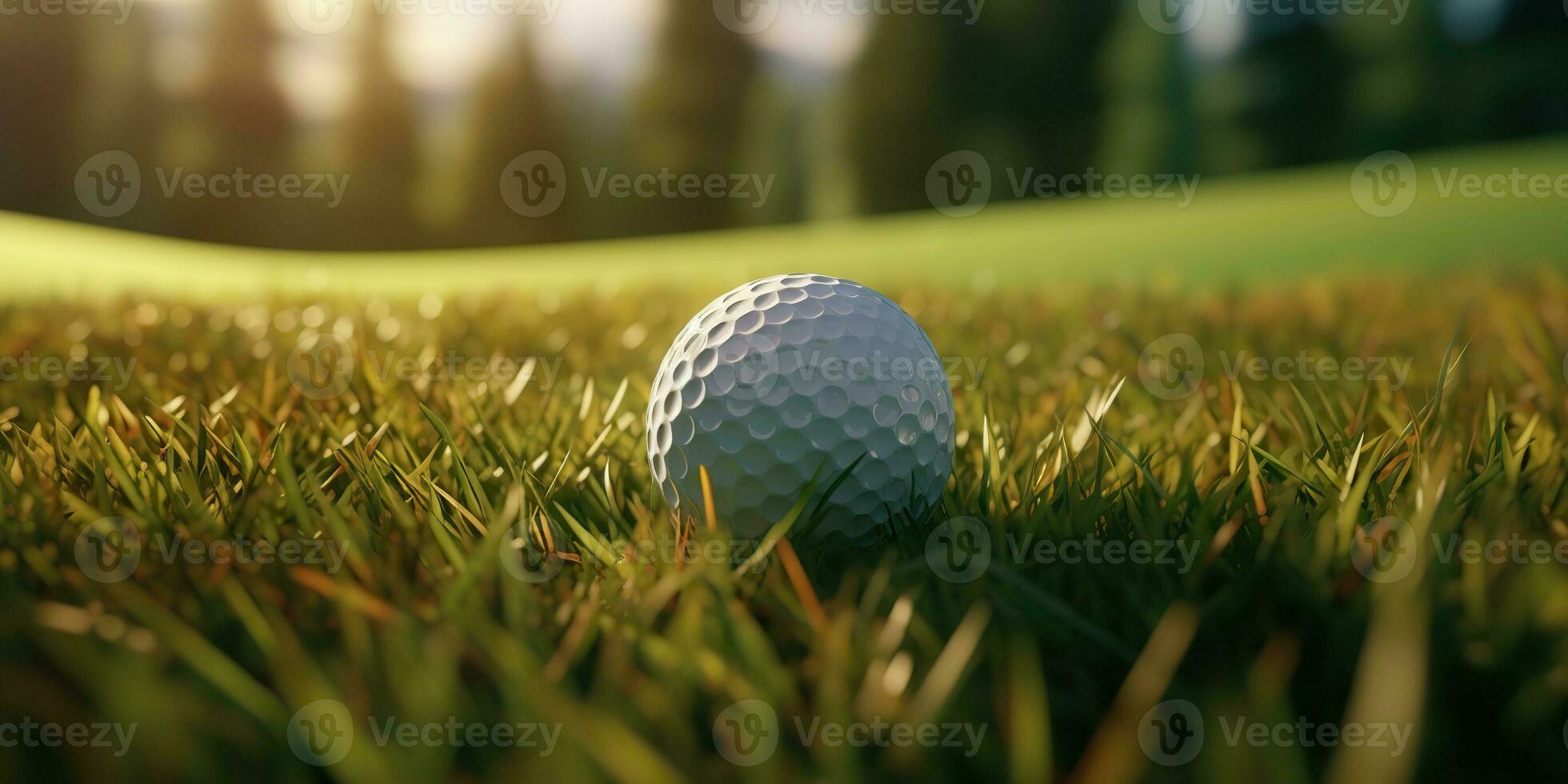 ai généré. ai génératif. le golf Balle Jeu sport la nature Extérieur sur vert herbe champ. Extérieur activité luxe mode de vie. graphique art photo