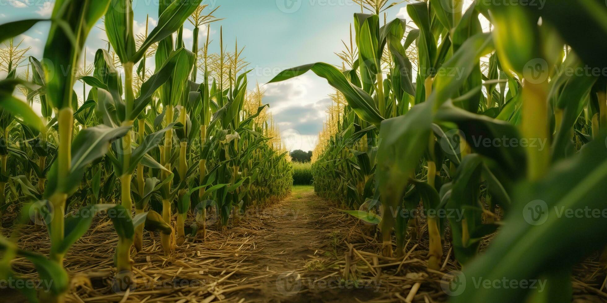 ai généré. ai génératif. vert ferme récolte blé champ. Extérieur la nature sauvage plante croissance. graphique art photo