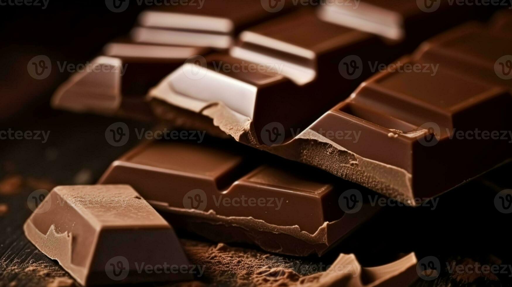 chocolat, nourriture et bonbons, écrasé Frais Lait des chocolats barres, génératif ai photo
