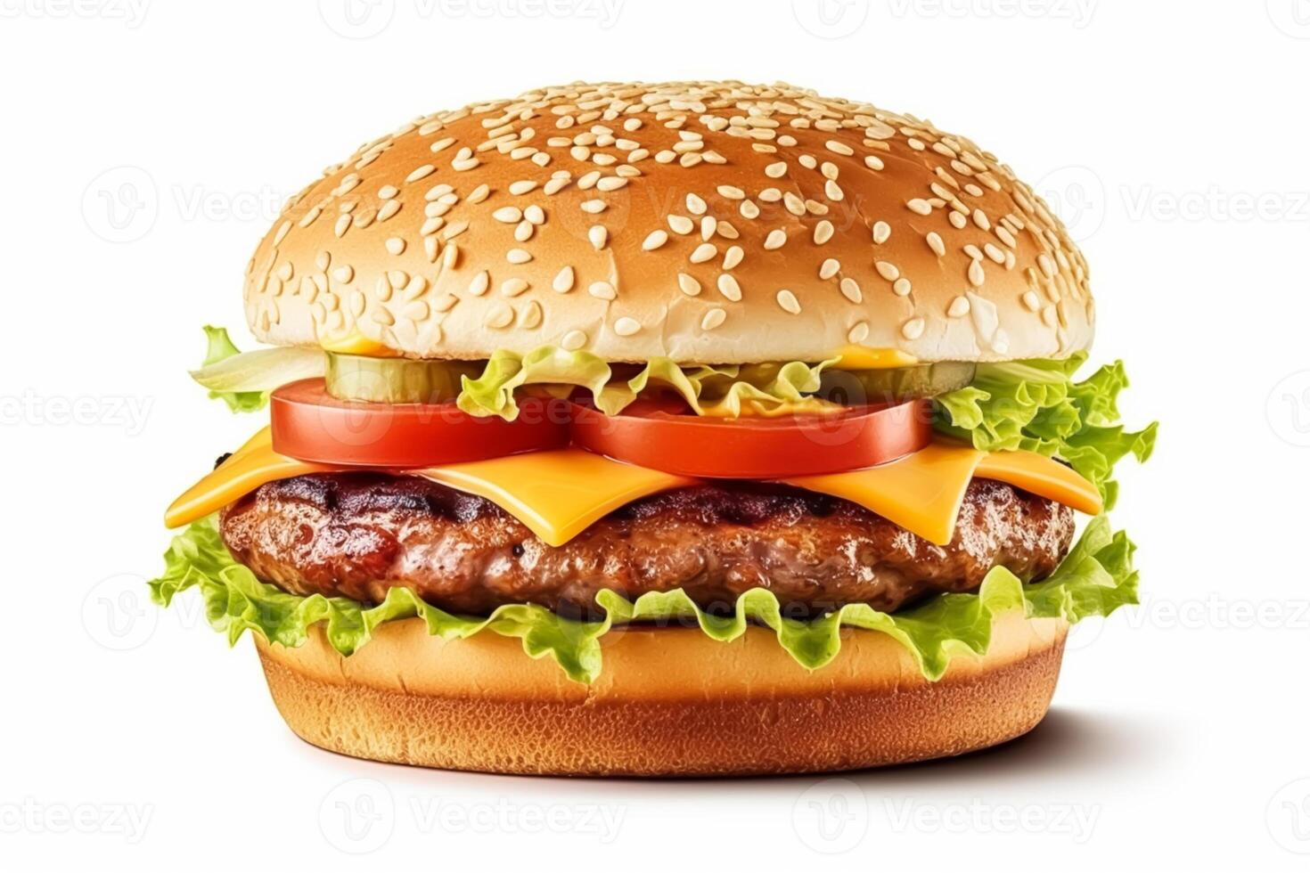 parfait Burger avec Viande isolé sur blanc arrière-plan, post-traité, génératif ai photo