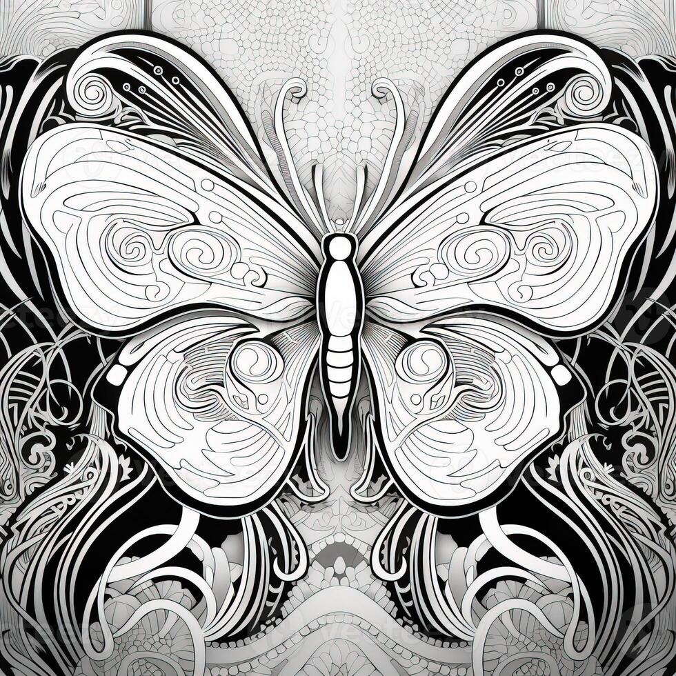 art nouveau papillon coloration pages photo