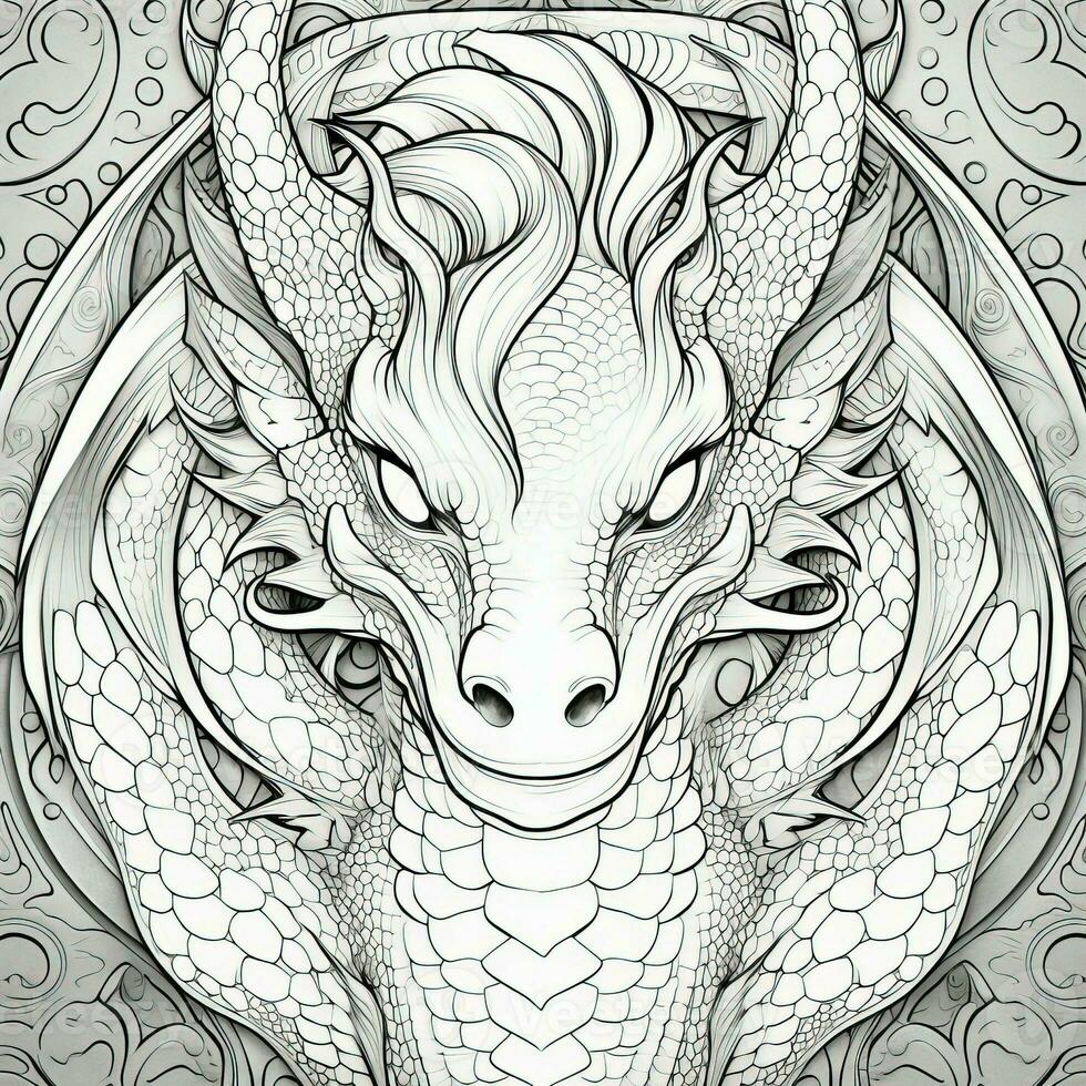 art nouveau dragon coloration pages photo