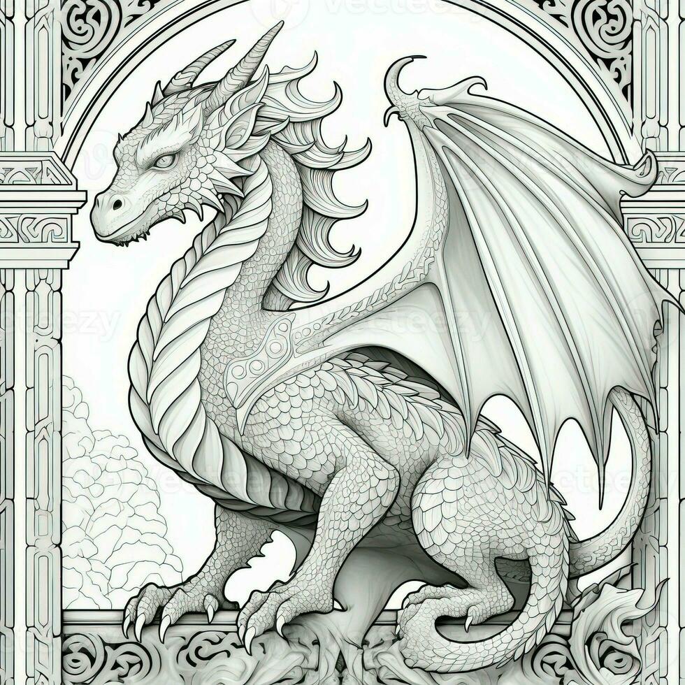 art nouveau dragon coloration pages photo