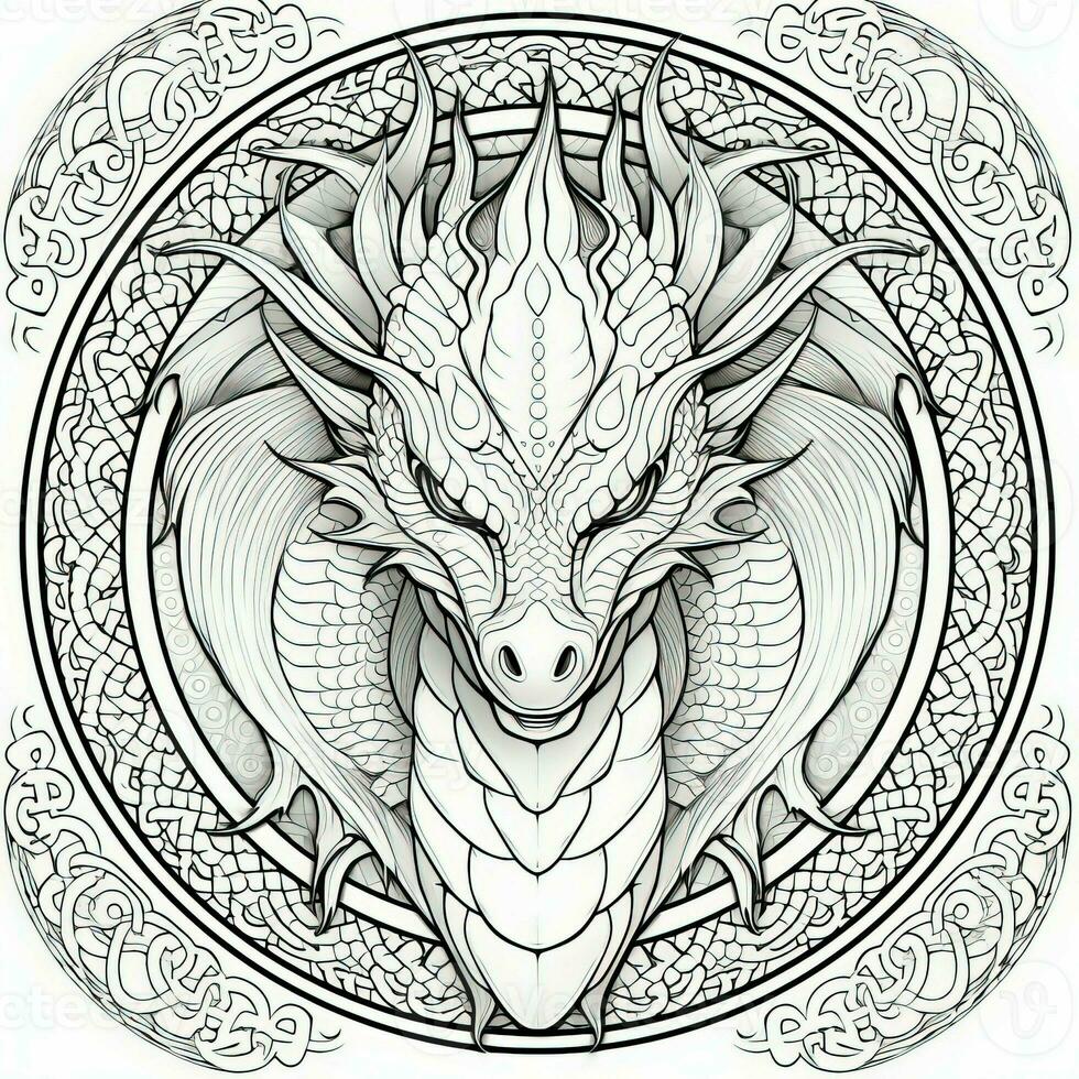 art nouveau dragon coloration pages photo