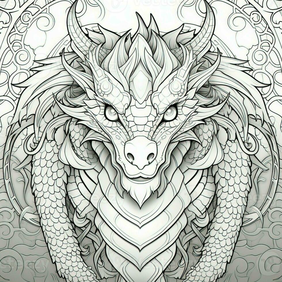 art nouveau dragon coloration pages photo