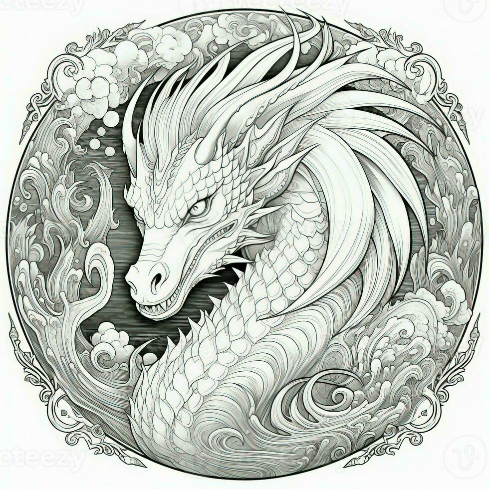 art nouveau dragon coloration pages photo