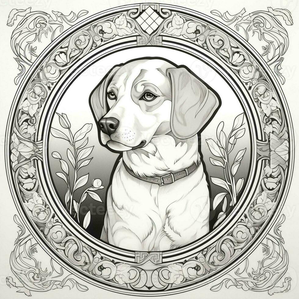 art nouveau chien coloration pages photo