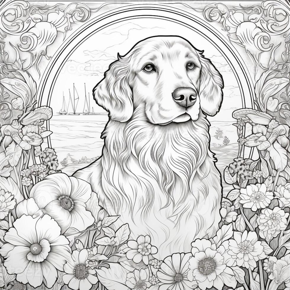 art nouveau chien coloration pages photo